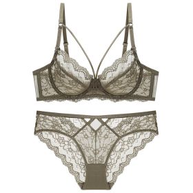 Sponge-free Transparent Bra Bra Women's Underwear (Option: Green-75A)