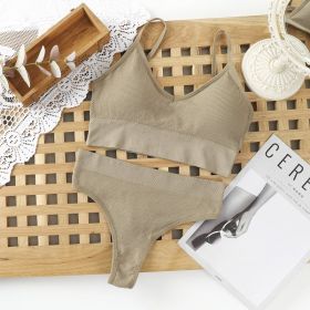 Large U Back Vest Set With Chest Pad Suspender Underwear (Option: Khaki-Average Size)