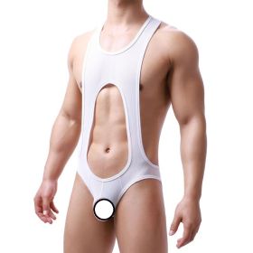 Men's Sculpting Fine Mesh Breathable One Piece Underwear For Men (Option: White-M)