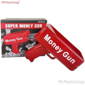 Electric Money Gun Ver.1 with 100pcs Props Money Cash Banknote Spray gun Adult Party Wedding Supplies Children toys AC98 (Color: AC98-B)