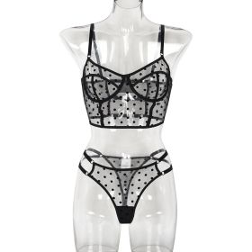 Dot Dots Transparent Sexy Underwear Two-piece (Option: Black-S)