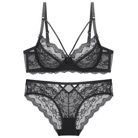 Sponge-free Transparent Bra Bra Women's Underwear (Option: Black-75B)