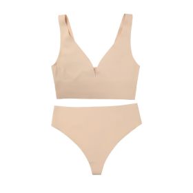 Women's Fashion Casual Seamless Wireless Push Up Bra Set (Option: Skin Color-XL)