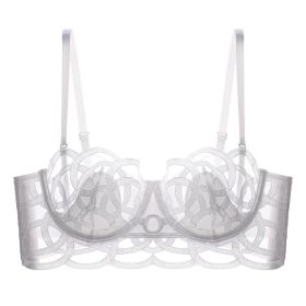 Women's Underwear Big Chest Small Push-up Thin (Option: White 077B-L)