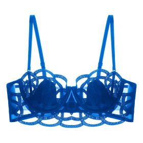 Women's Underwear Big Chest Small Push-up Thin (Option: Blue 077B-L)