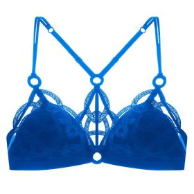 Women's Underwear Big Chest Small Push-up Thin (Option: Blue 075B-XL)