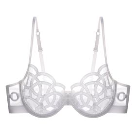 Women's Underwear Big Chest Small Push-up Thin (Option: White 076B-XL)