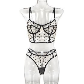 Dot Dots Transparent Sexy Underwear Two-piece (Option: Skin Color-M)