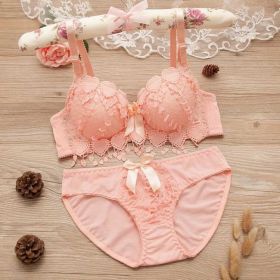 Thin Lace Push Up Adjustable Bra Set (Option: Pink-85A)