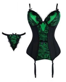 Sexy Skin-friendly Breathable Push Up Sling Corset (Option: Green-XL)